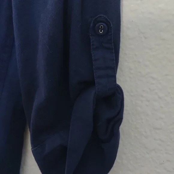 USED CHARTER CLUB 3/4 SLEEVE SHIRT NAVY BLUE SIZE L - Picture 10 of 11